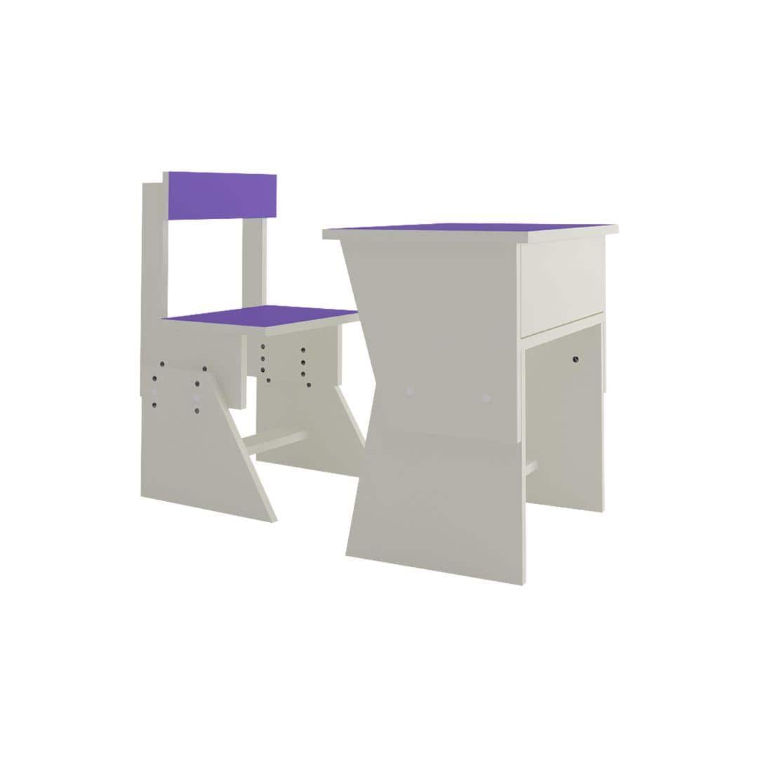 Utopia Extendable Toddler Study Desk and Chair Set in Lavender Purple Colour