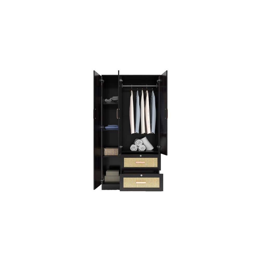Ren 3 Door Wardrobe with Rattan Drawer