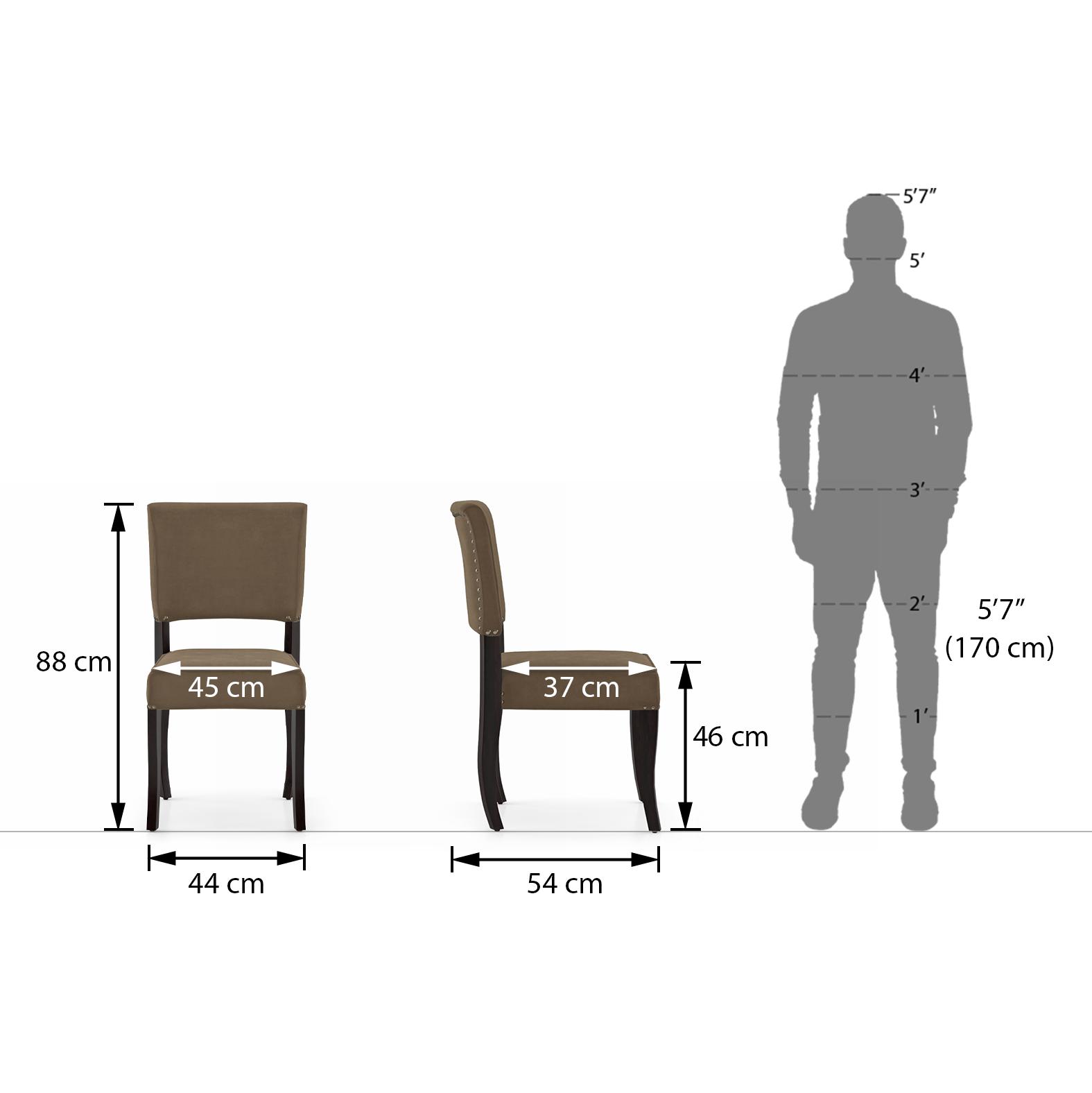 Aavya Solid Wood Dining Chair Set Of 1 In Mahogany Finish & Brown Fabric Colour