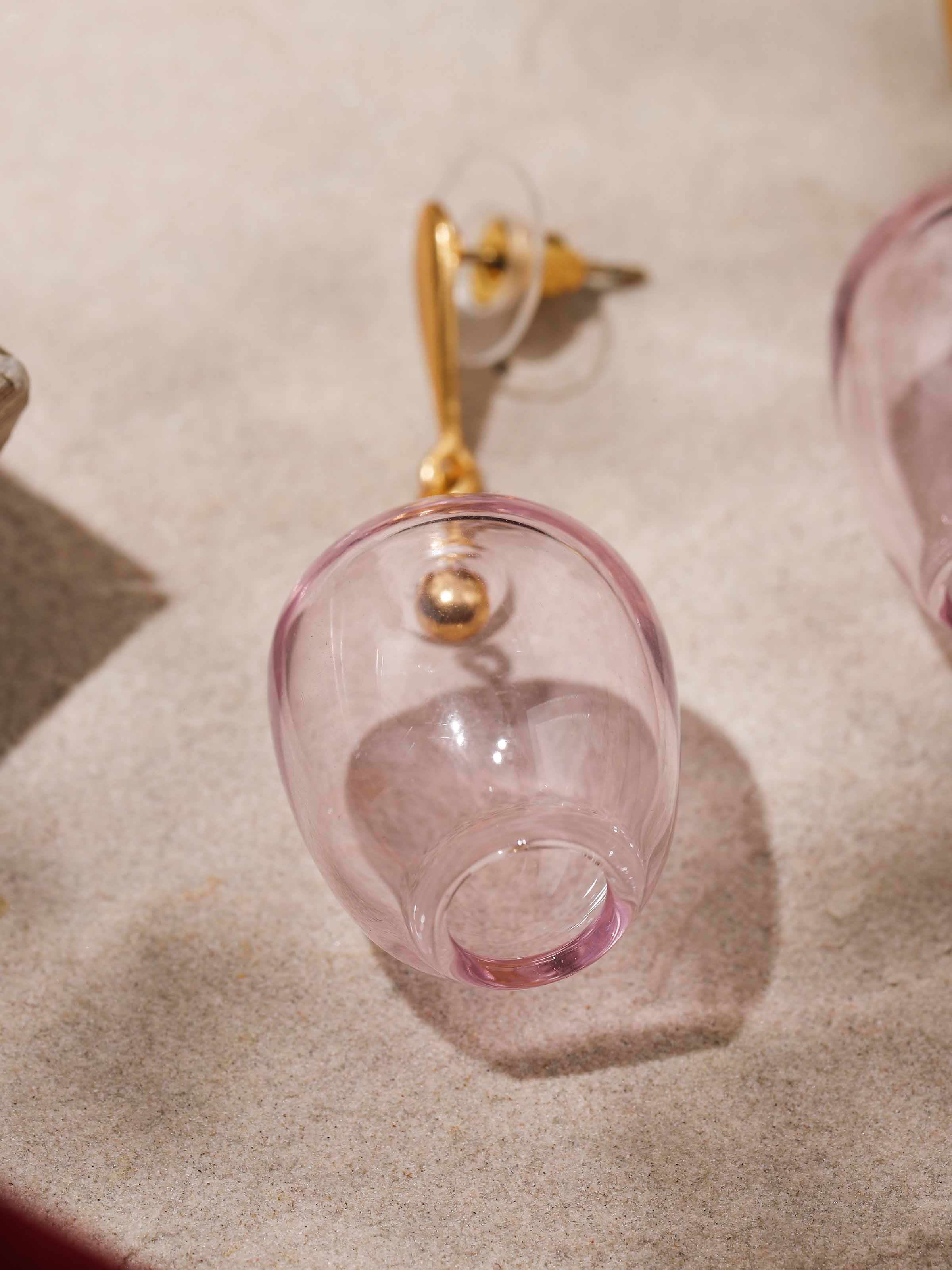 Silver Flame Glass Drop Earrings