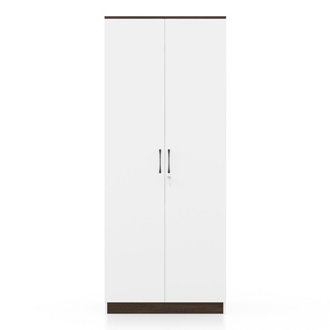 Riley Engineered Wood 2 Door Wardrobe in White Finish