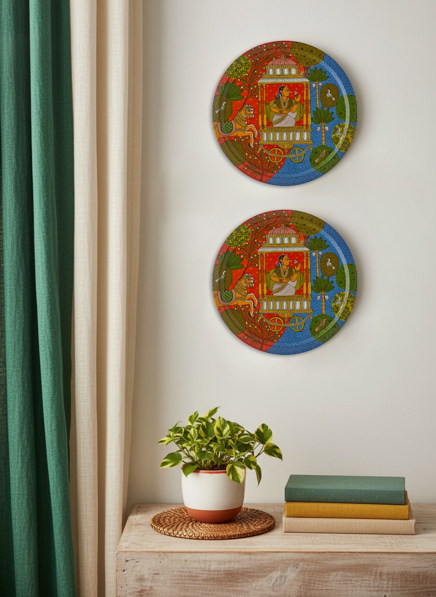 Lifestyle view of Cheriyal Lady Display Plate