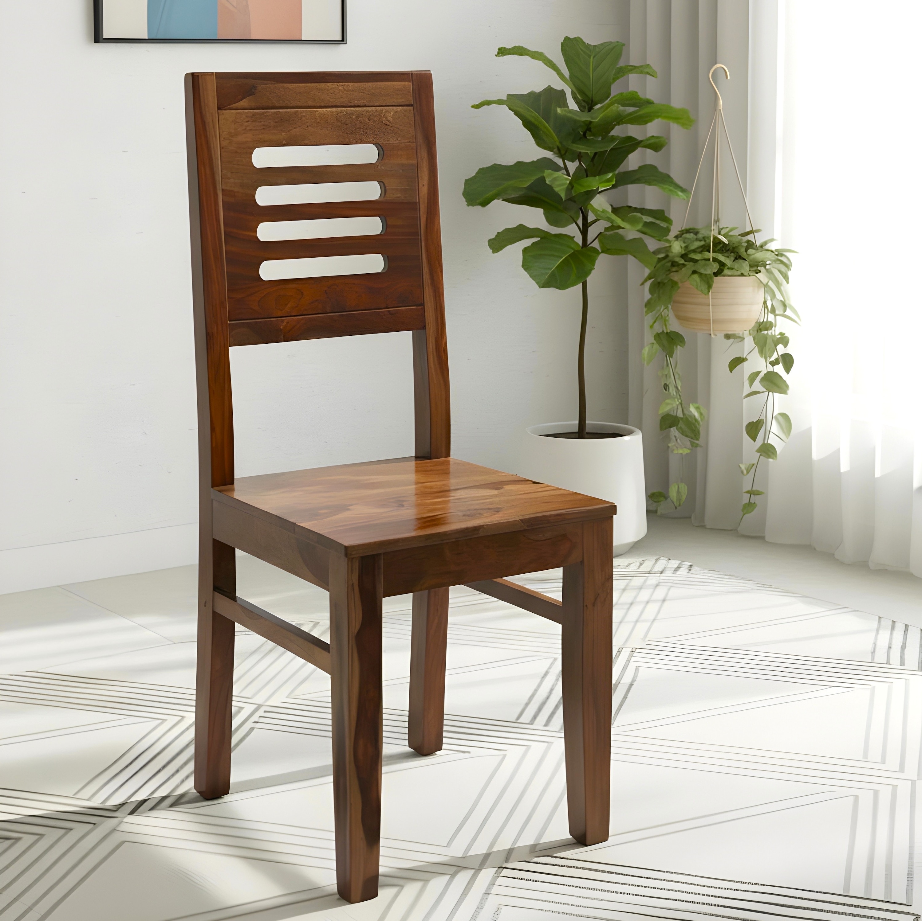 Oliver Sheesham Wood Dining Chair in Teak Finish