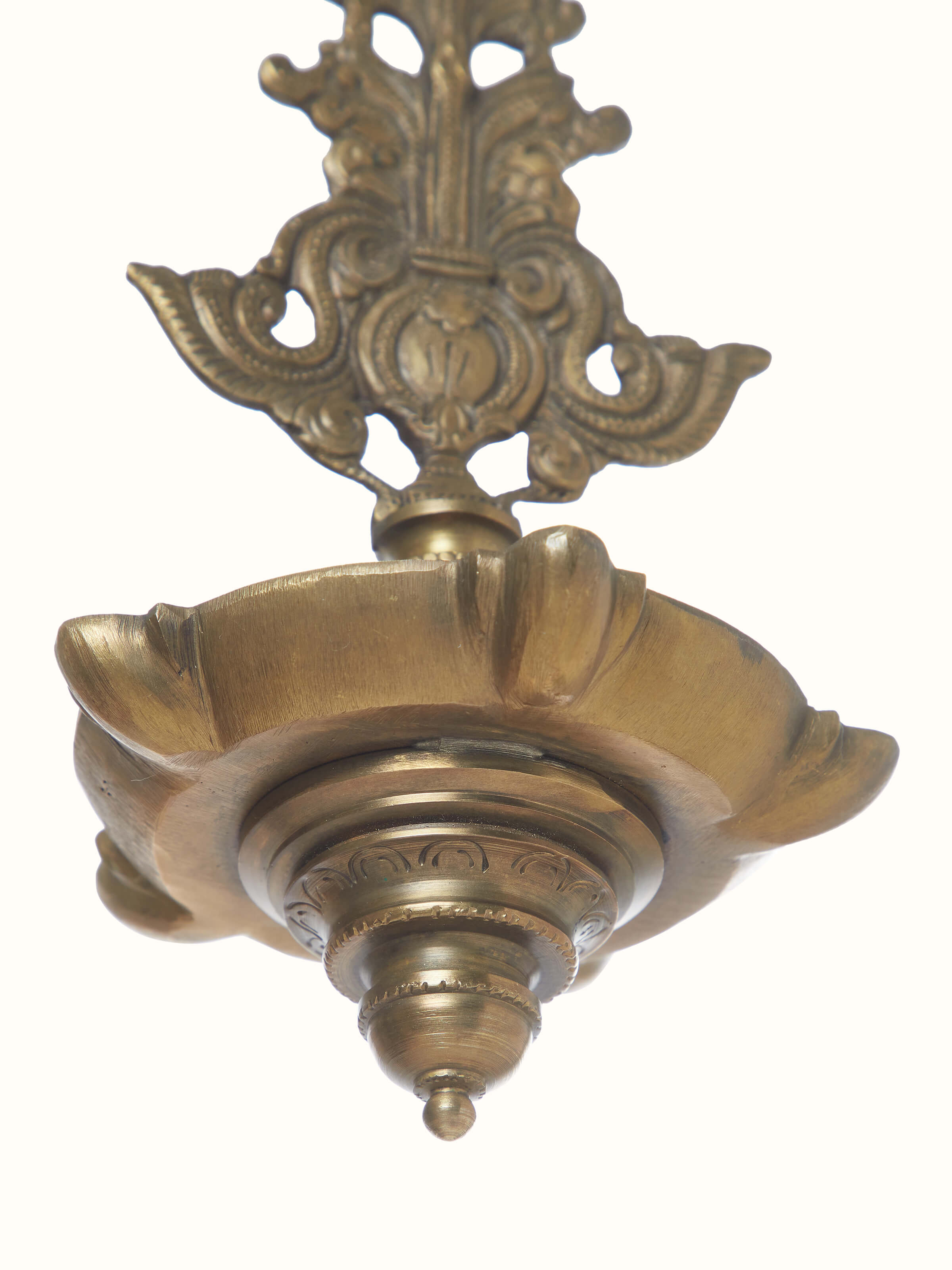Detailed view of Polished Casting Hanging Diya, showcasing fine metalwork and design features