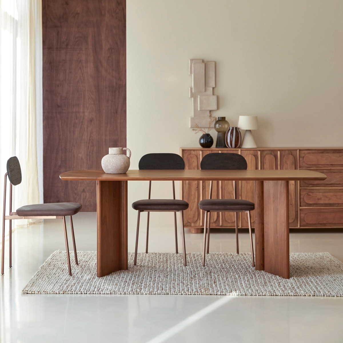 Copse Solid Wood 4 Seater Dining Table in Provincial Teak Finish - Woodenmood