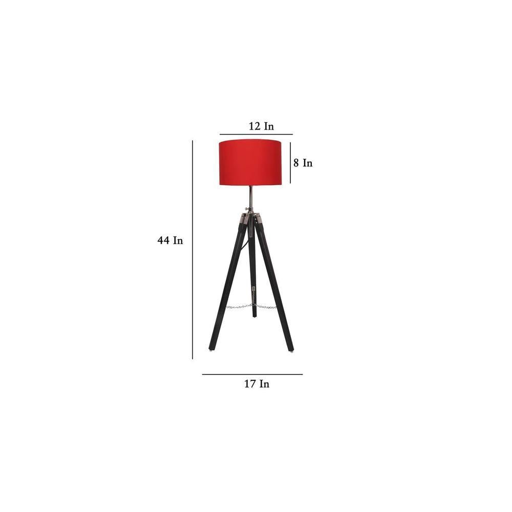 Crystal Red Cotton Floor Lamp with Solid Wood