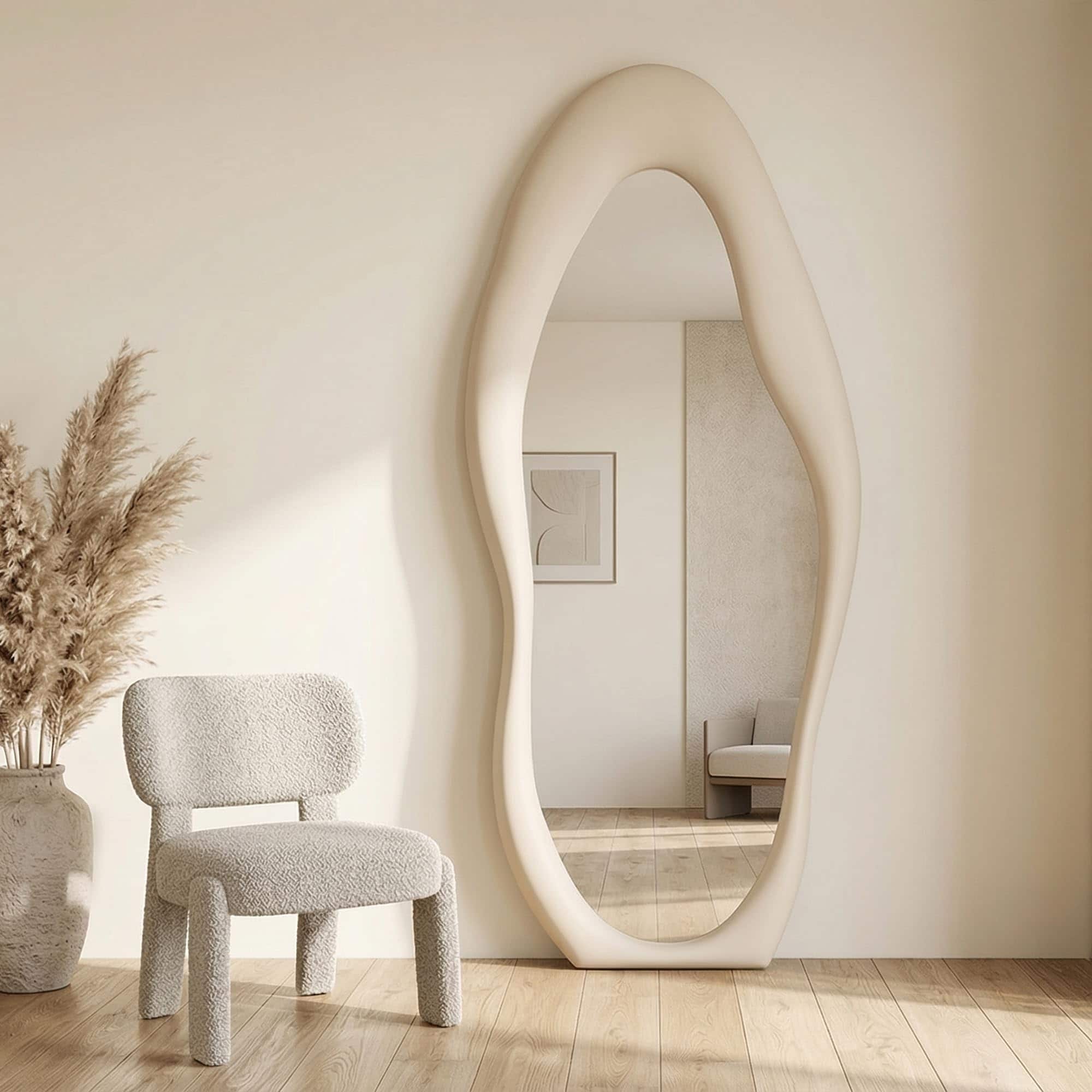 The Artment Beige Fluid Reflection Unbreakable Floor Mirror For Home (160 X 60 CM)