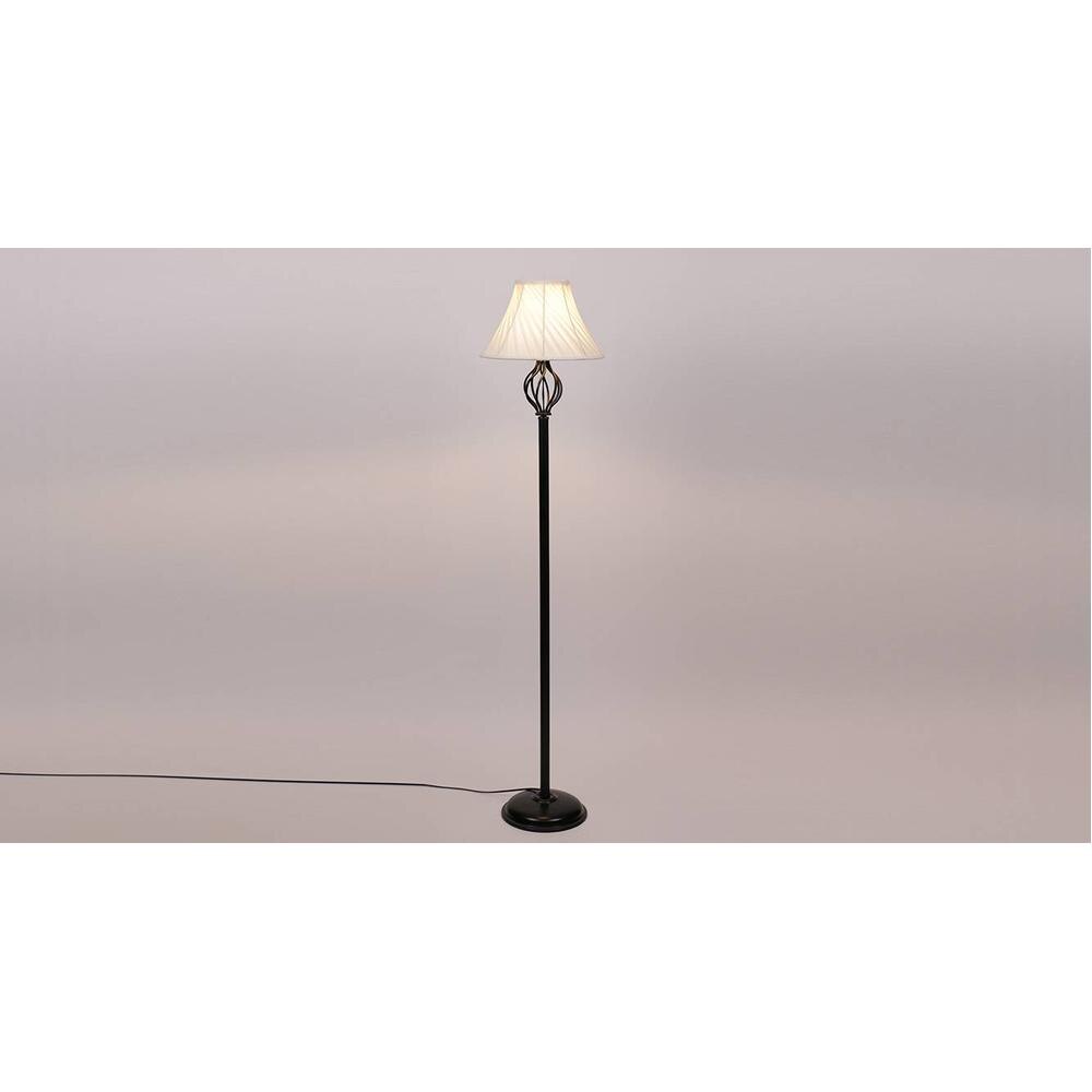 Hannah Black Cotton Shade Floor Lamp