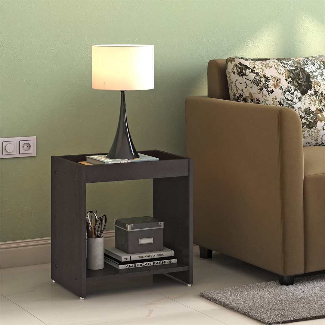 Ally Engineered Wood Side Table in Dark Wenge Finish