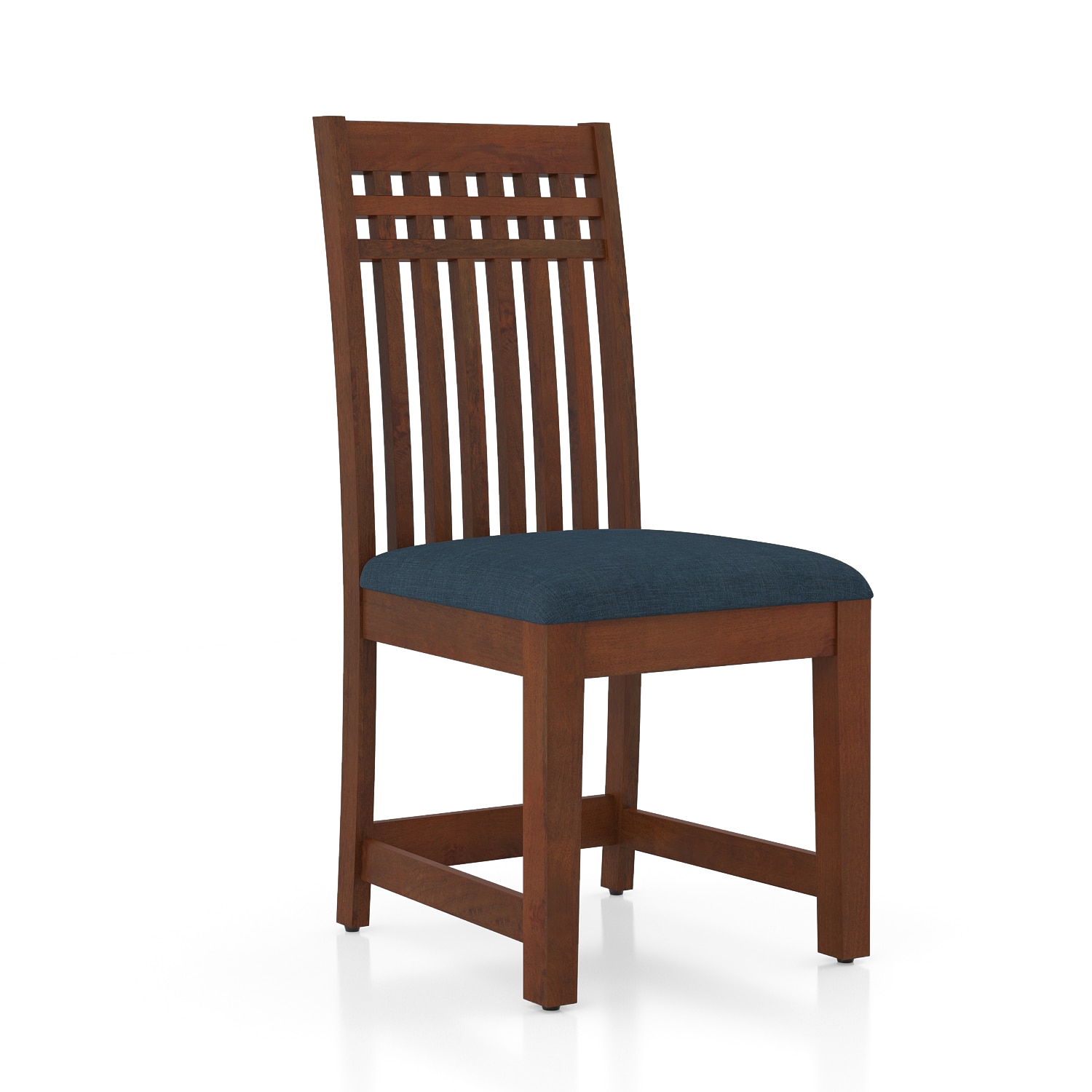 Diego Solid Wood Dining Chairs Set of 2 in Honey Finish with Midnight Indigo Blue Colour