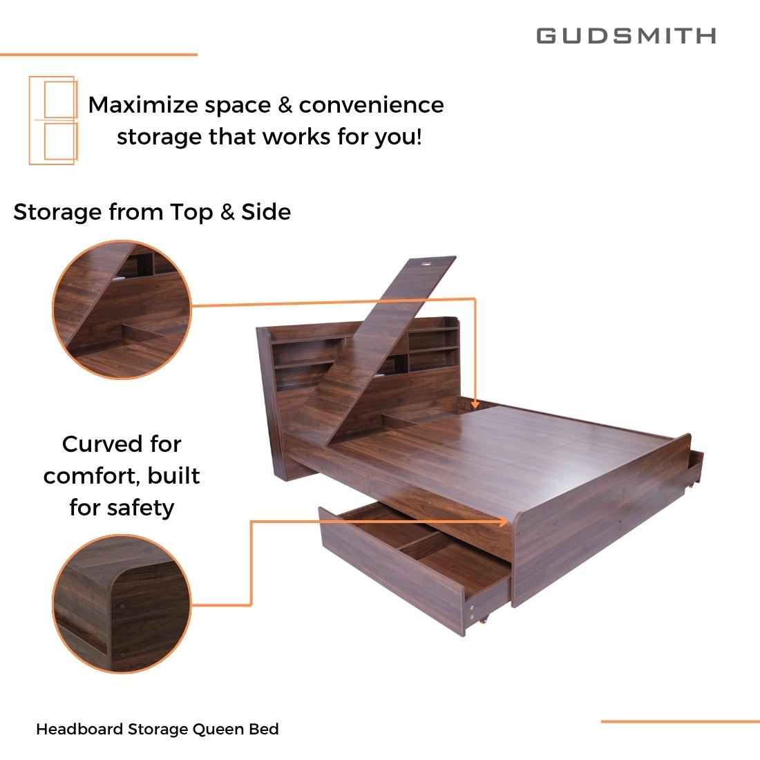 Merkel Engineered Wood Drawer Storage Bed