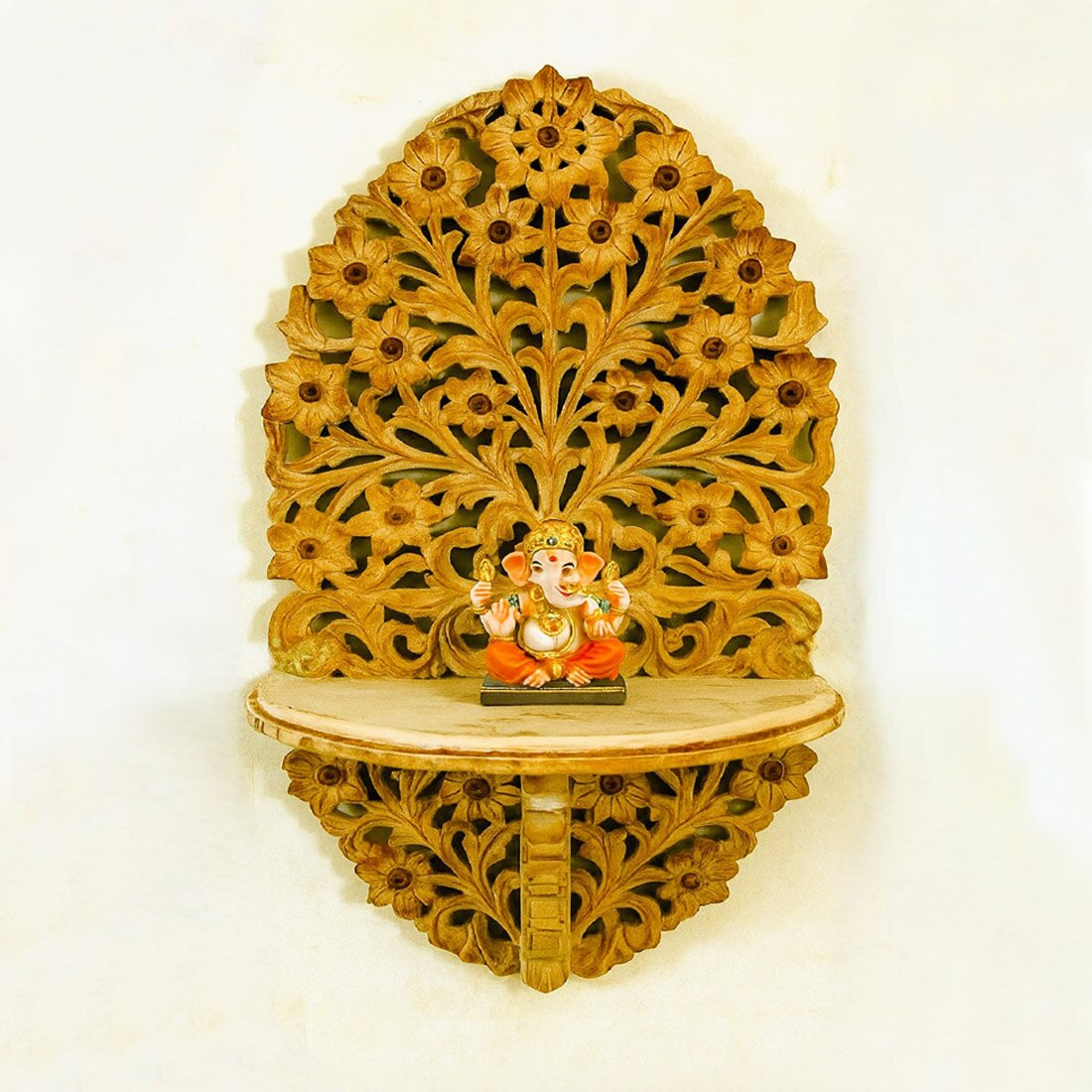 Wow Solid Wood Shelf in Yellow Colour