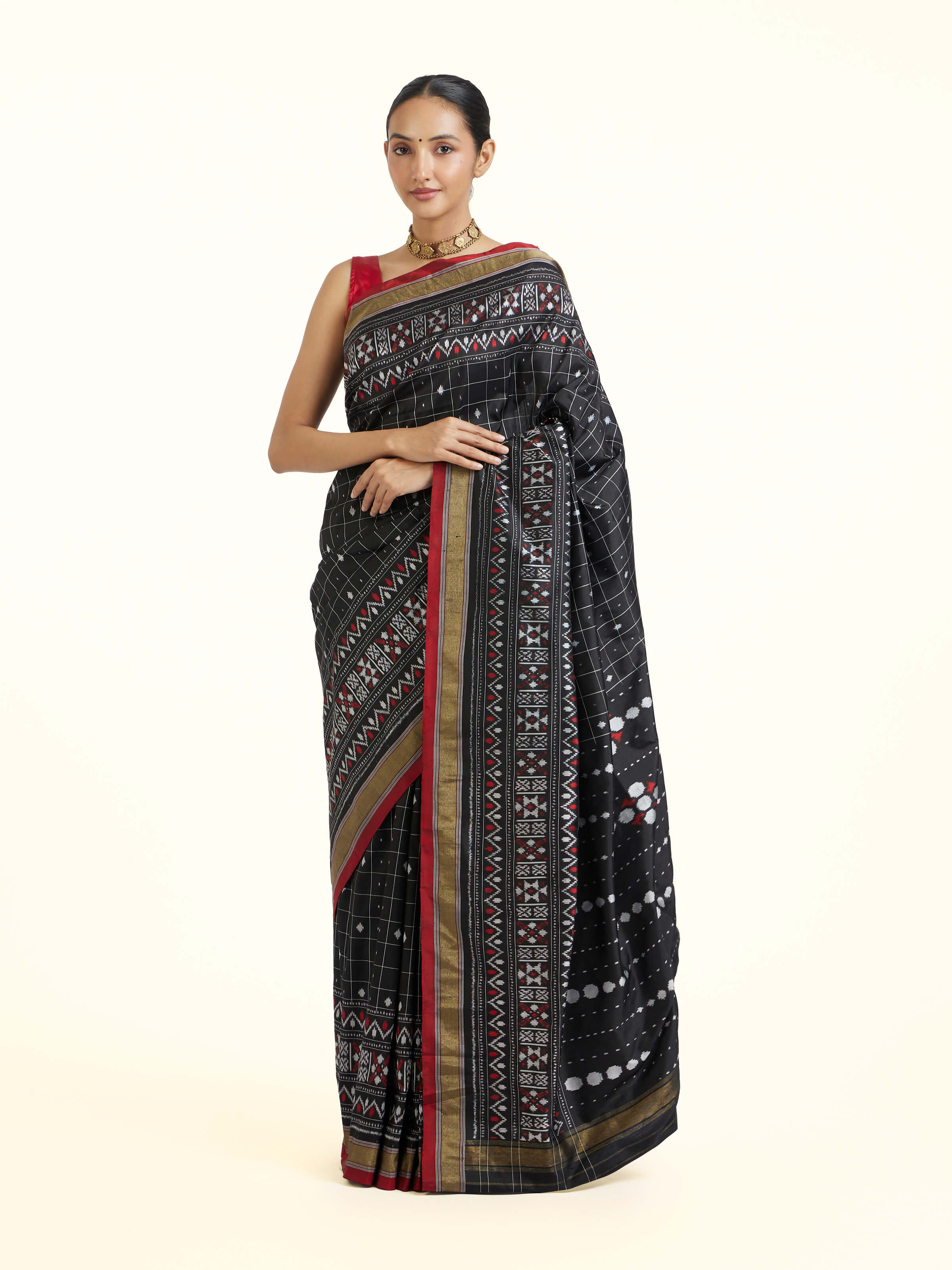 Black Pochampally Single Ikat Saree
