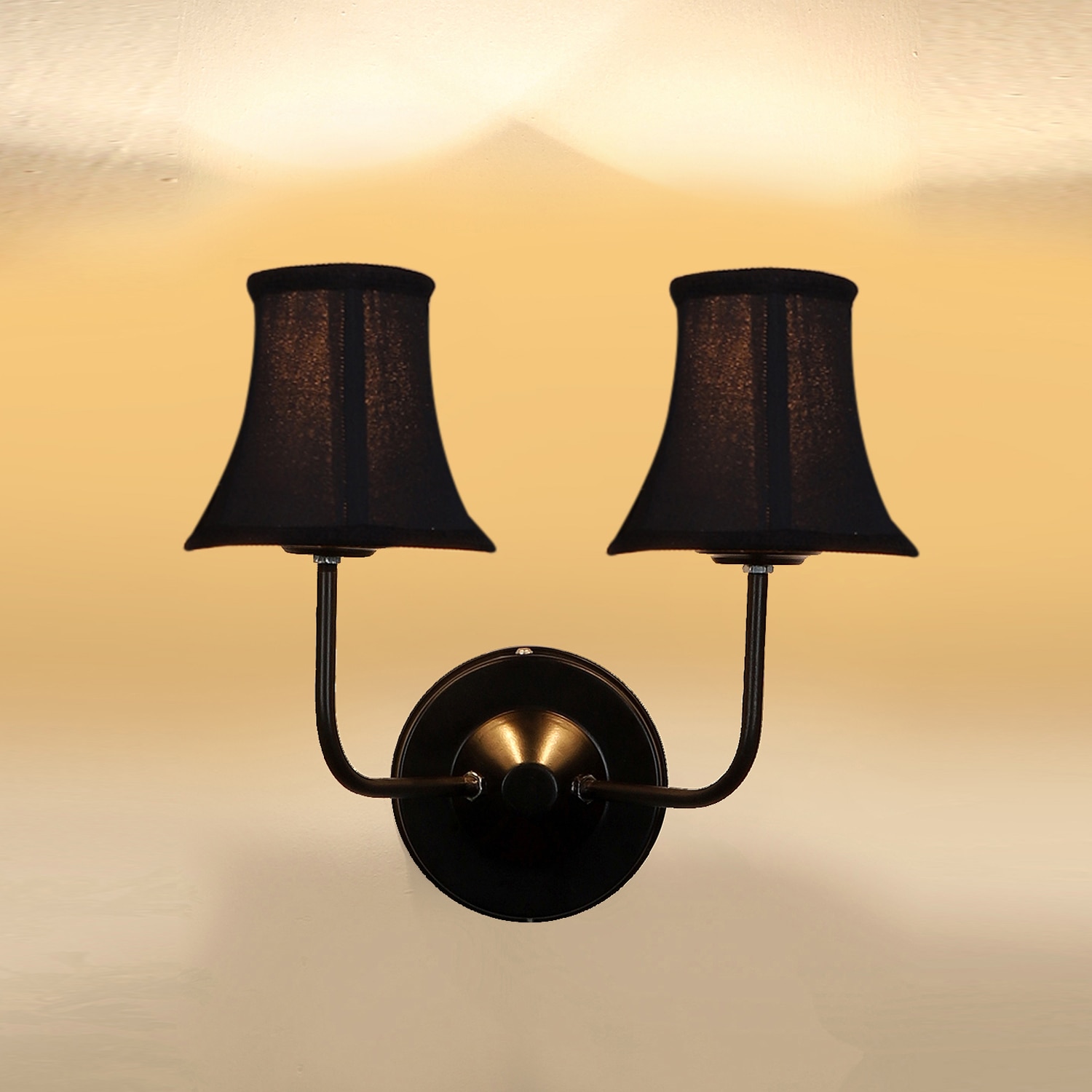 Devansh Dual Black Wallmounted Lamp With Cotton Black Shade