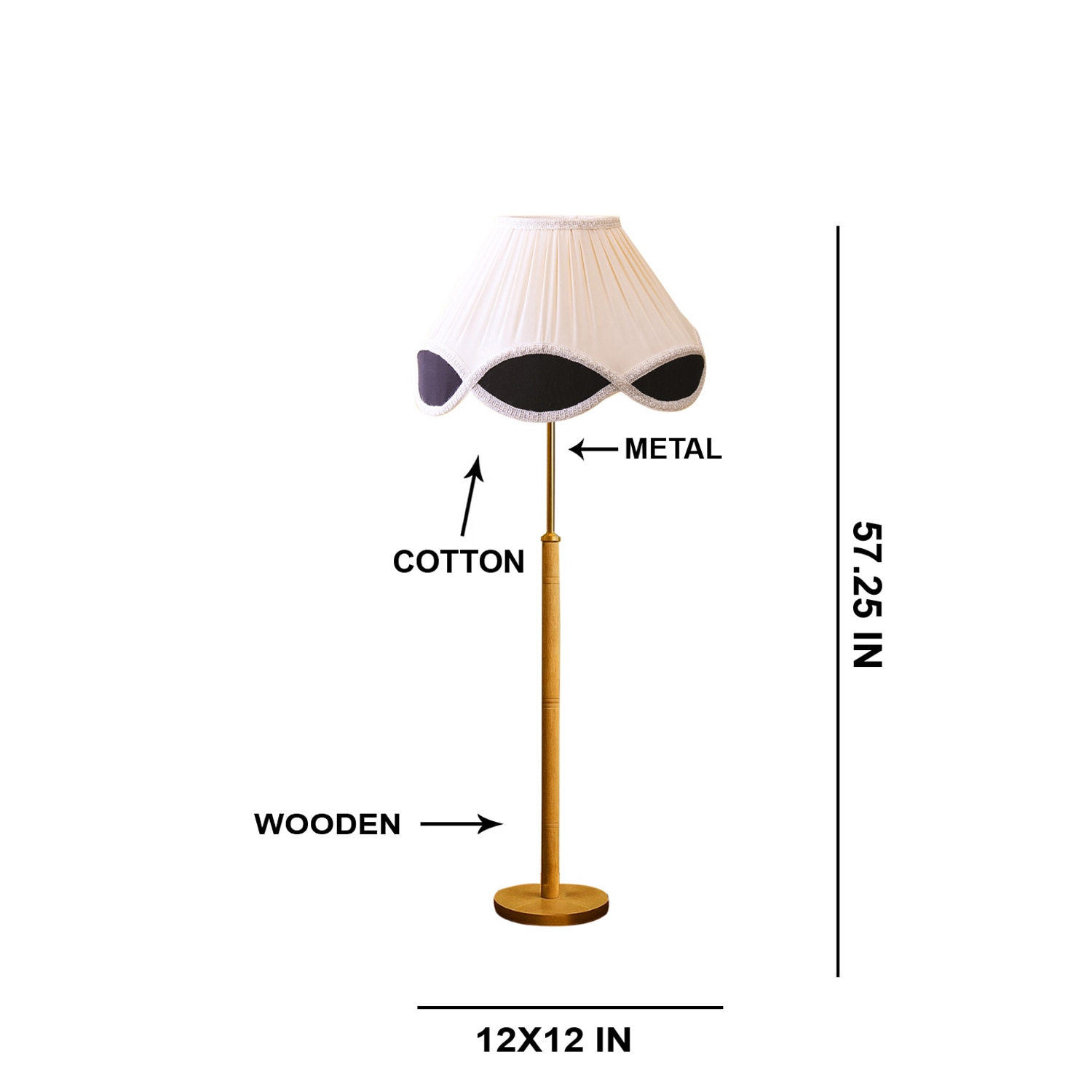 Devansh Wood & Metal Floor Lamp