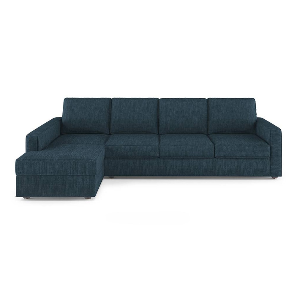 Apollo Sofa (Colour : Indigo Blue, Cushion : Hard, Back Type : Regular, Seating Capacity : Left Aligned 3 Seater + Left Aligned Chaise)