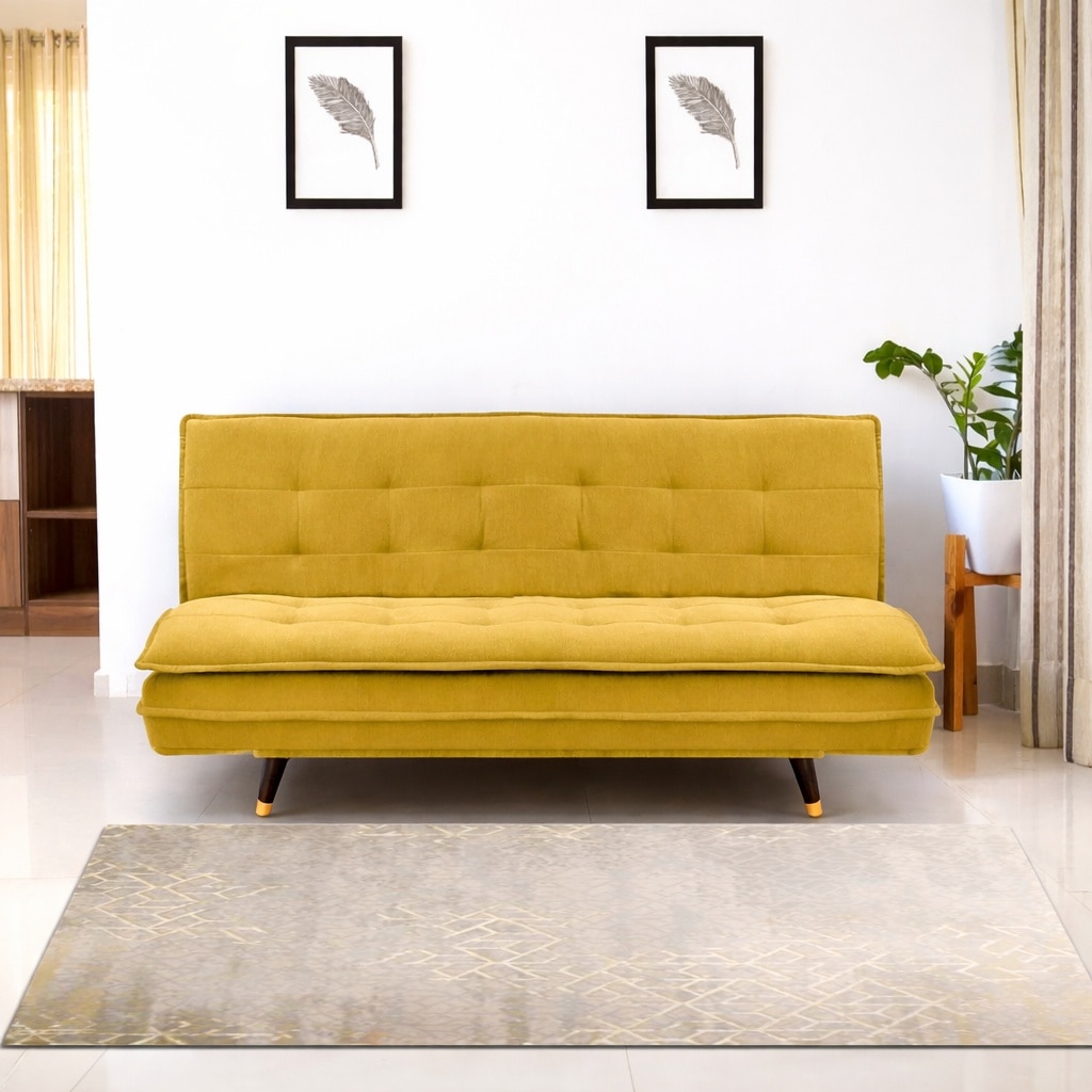 Hudson 3 Seater Sofa Cum Bed In Yellow Colour - Arra