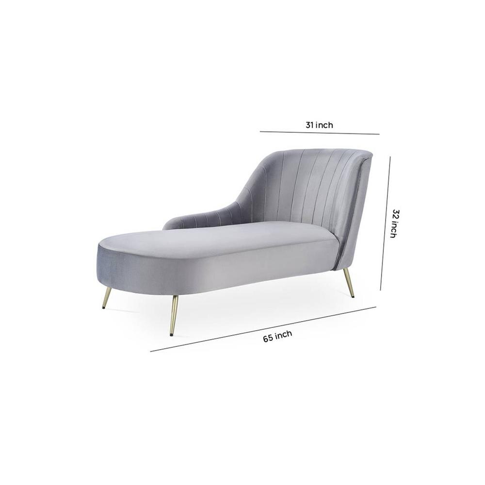 Henz Velvet Chaise Launger in Grey Colour