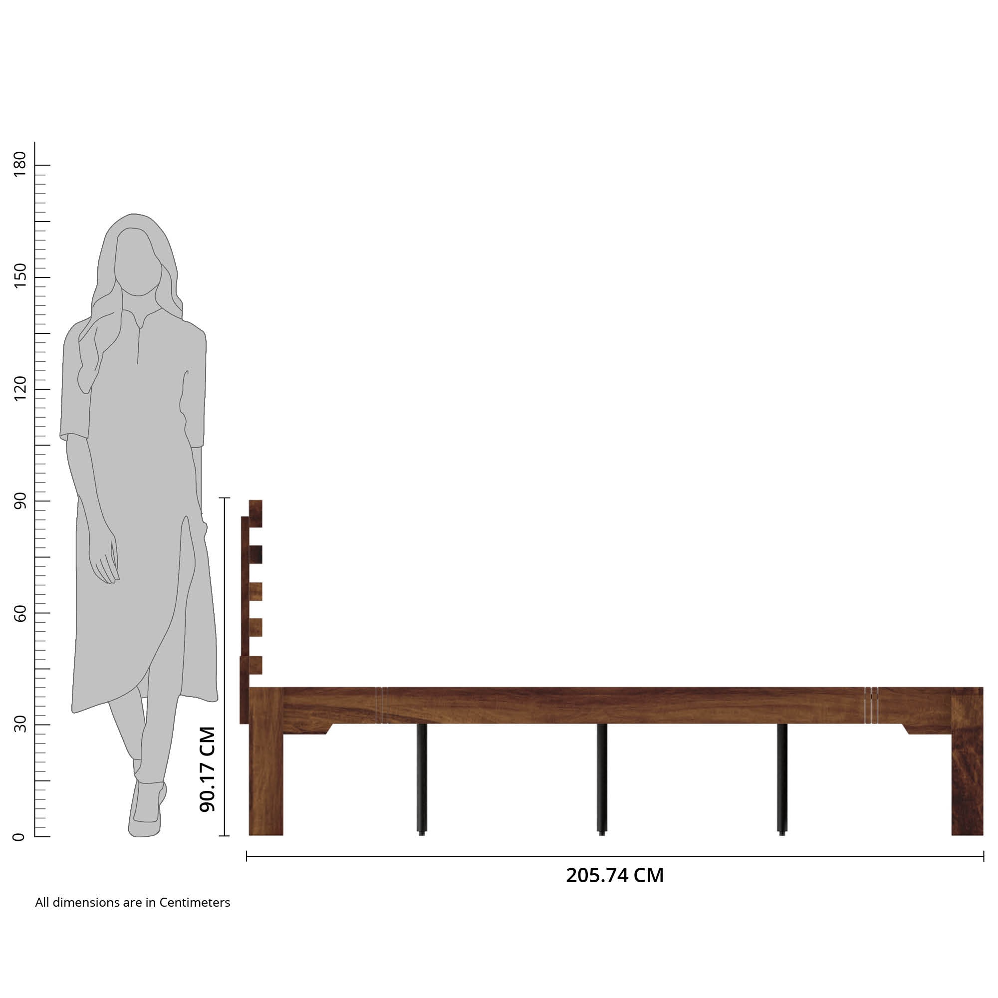 Penta Solid Wood King Size Non Storage Bed In Provincial Teak Finish