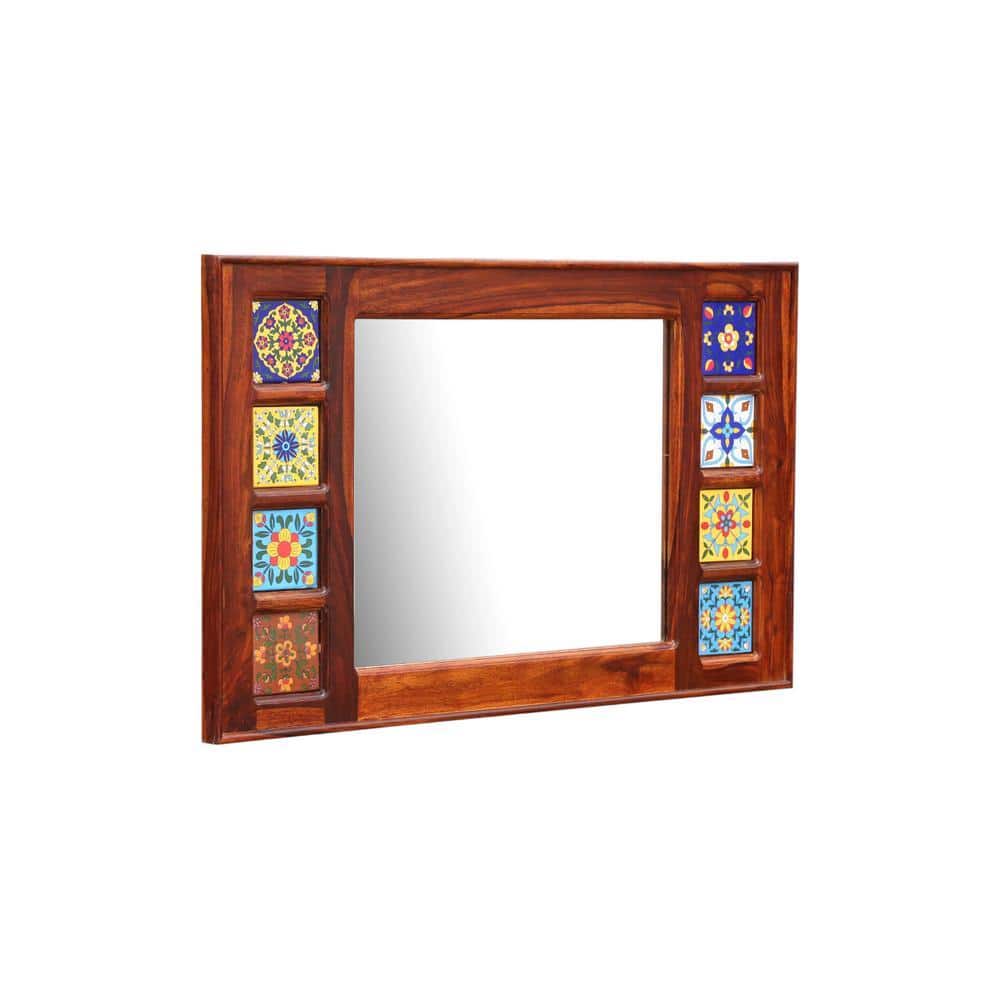 twain solid wood mirror in honey oak colour