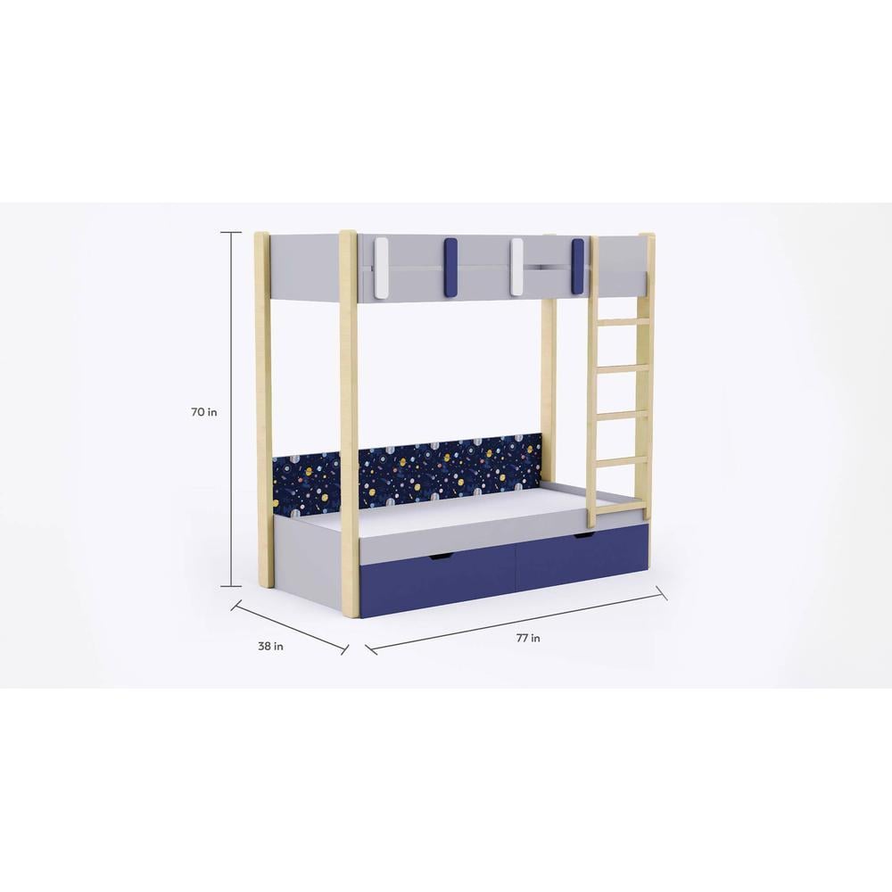 Pine Tree Bunk Bed with Drawer Storage
