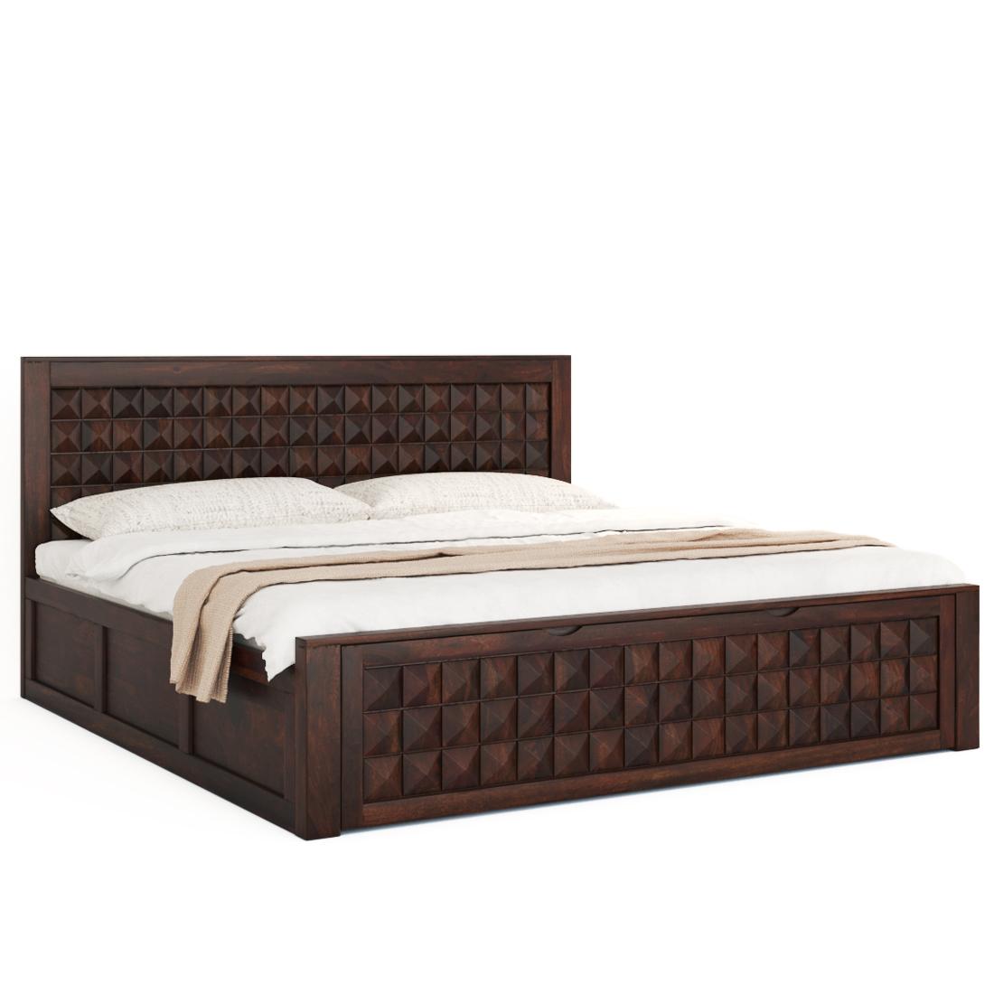 Rickman Solid Wood King Size Drawer And Box Storage Bed In Brown Finish