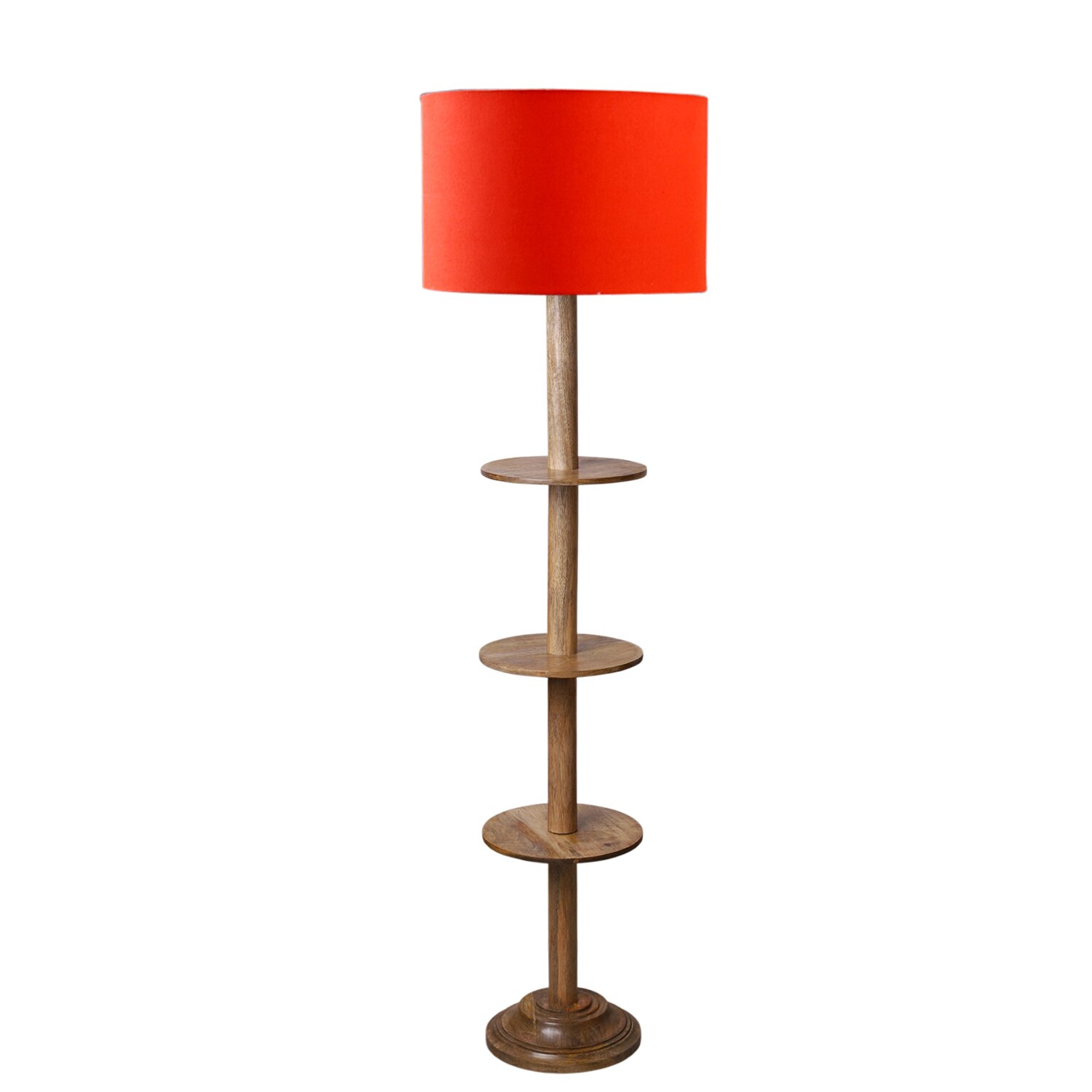 Devansh Shelf Wooden Floor Lamp