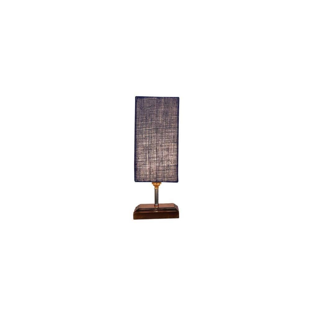 Emma Blue Jute table lamp with Square Brown Wood Base