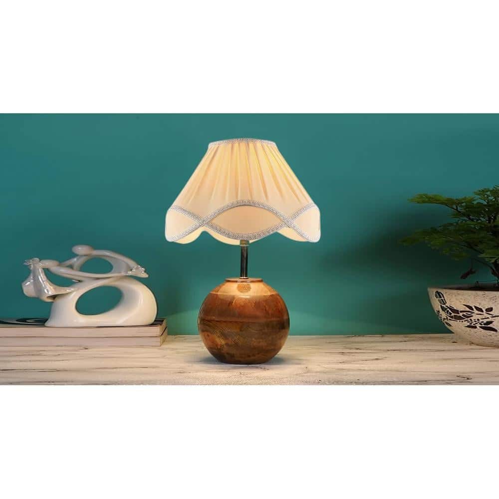 Vintage cotton off-white with Natural Wood Table Lamp