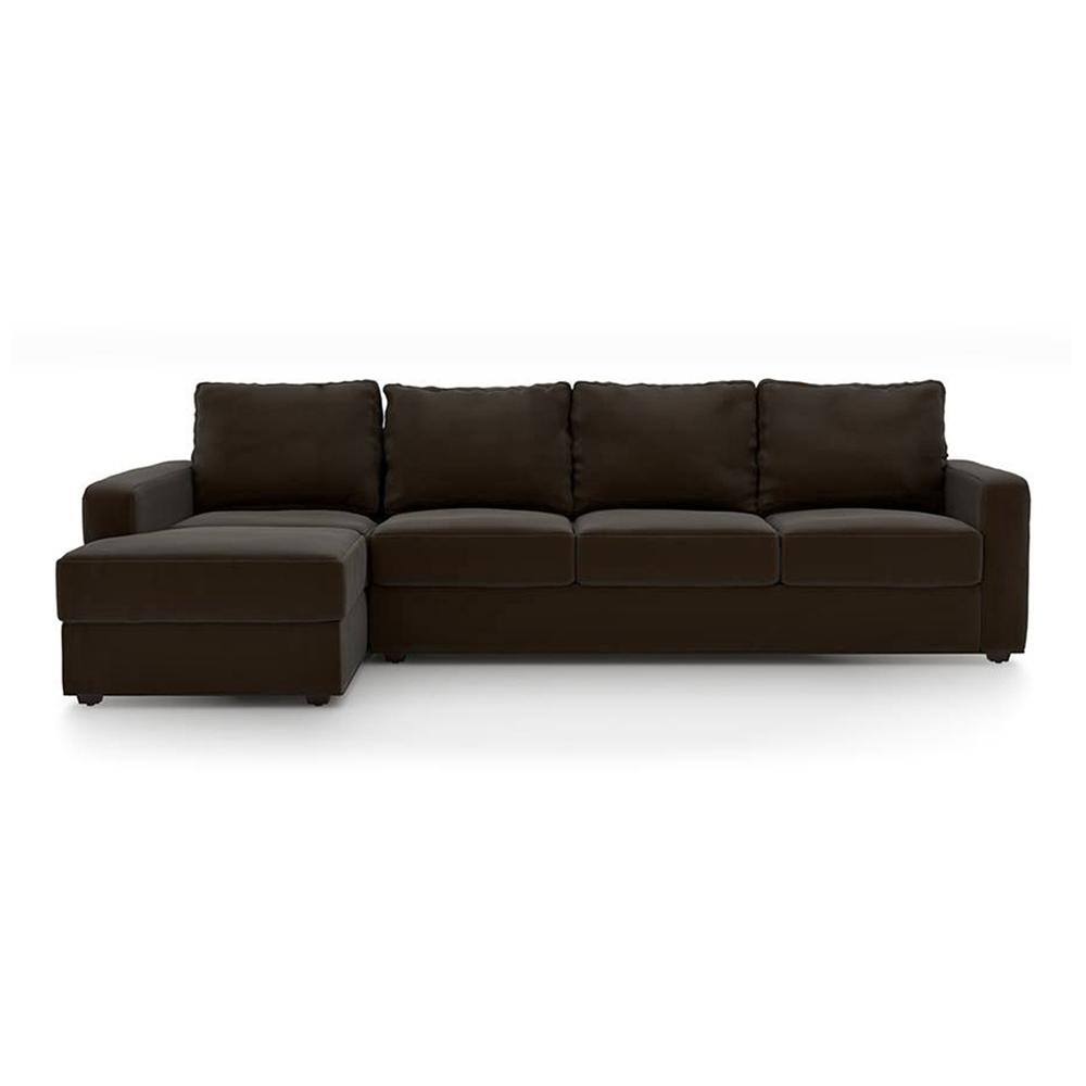 Apollo Compact Sofa (Colour : Chocolate, Cushion : Soft, Seating Capacity : Left Aligned 3 Seater + Left Aligned Chaise + Ottoman)