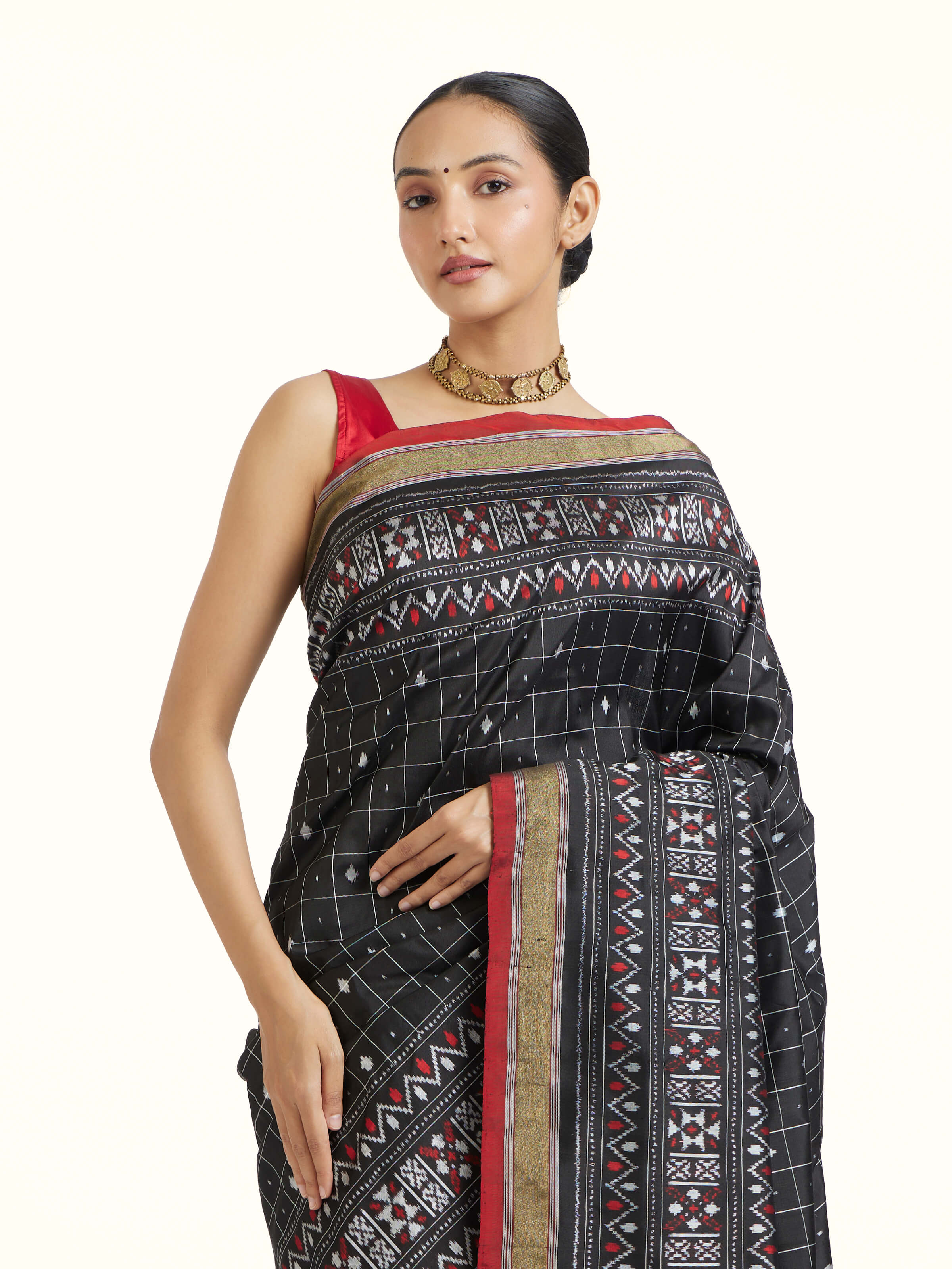 Black Pochampally Single Ikat Saree
