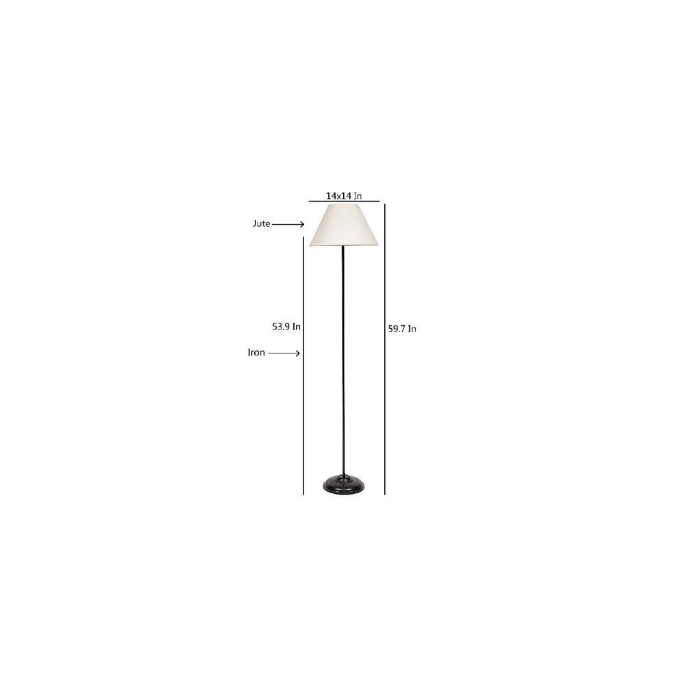 Naia White Natural Fiber Floor Lamp with Black Iron Base