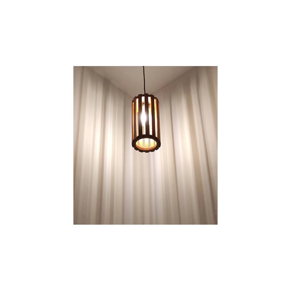 Casa Brown Solid Wood Single Hanging Light
