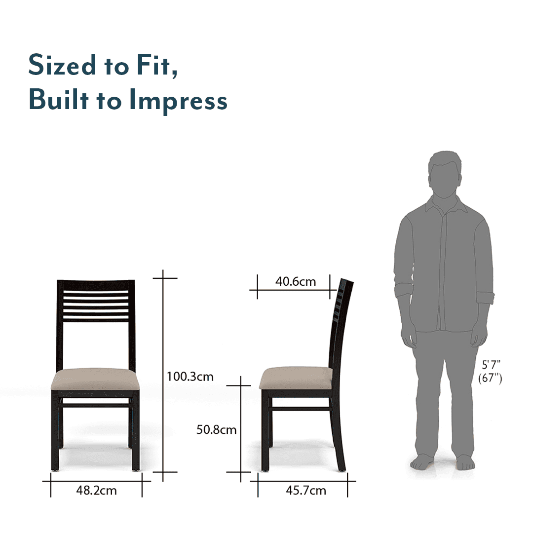 Zella Solid Wood Dining Chair Set Of 2 In Mahogany Finish With Wheat Brown Fabric