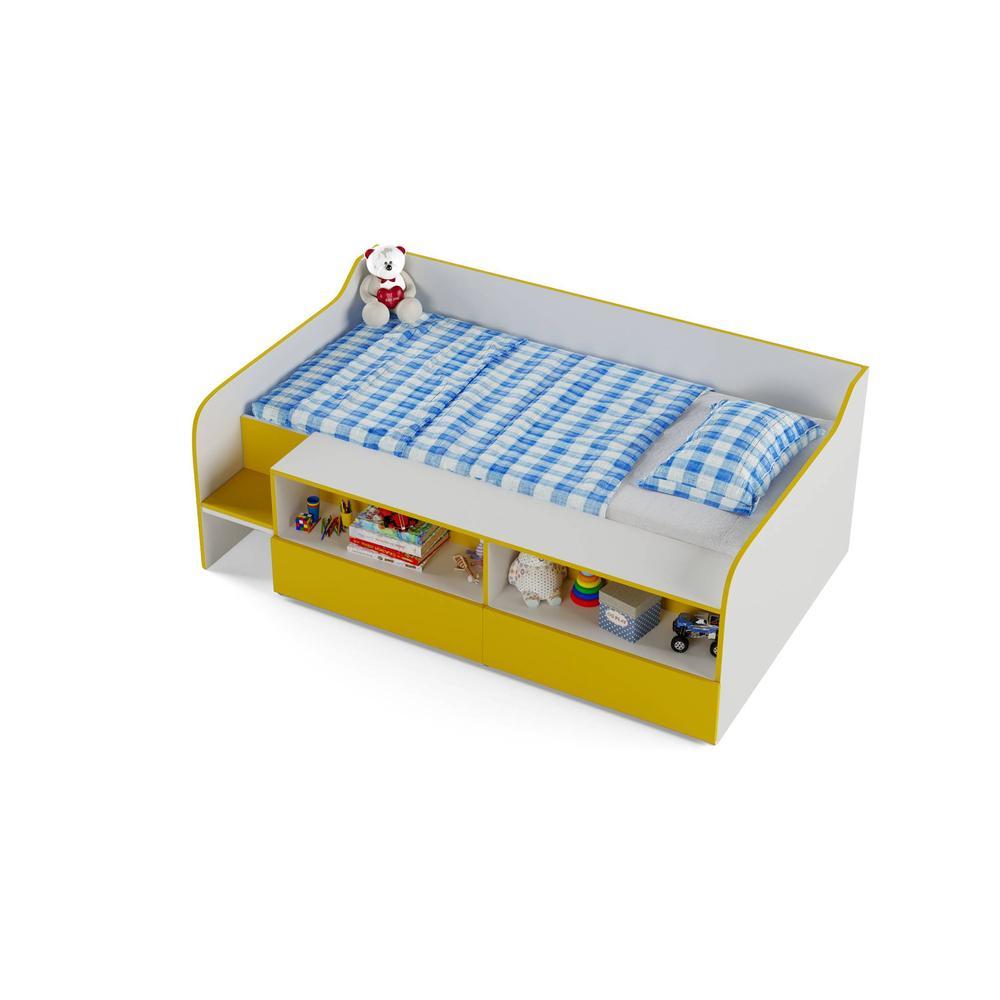 Bumblebee Engineered Wood Box Storage Bed in Yellow Colour