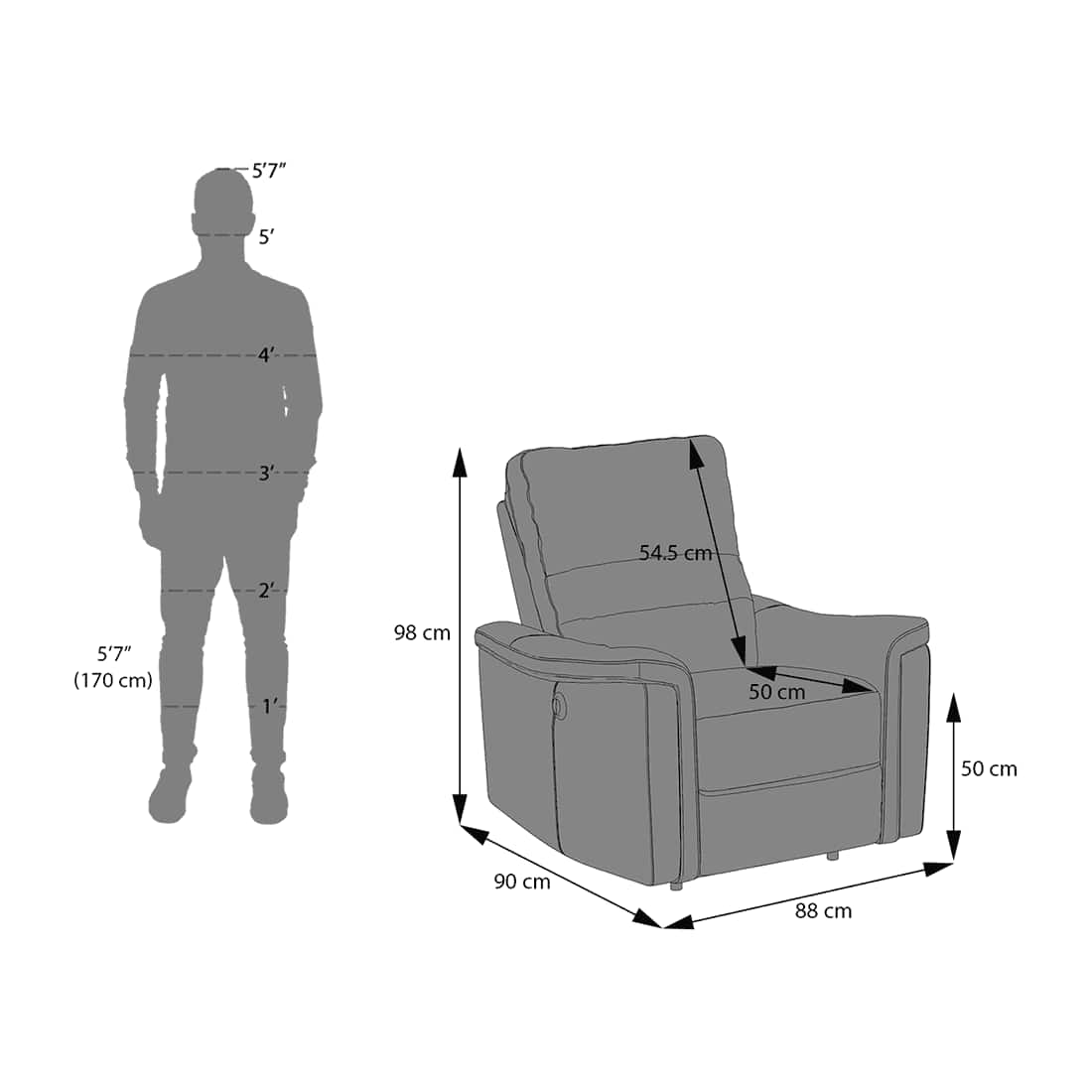 Marlowe Single Seater Motorised Recliner in Ancient Ivory Cream Leatherette Colour