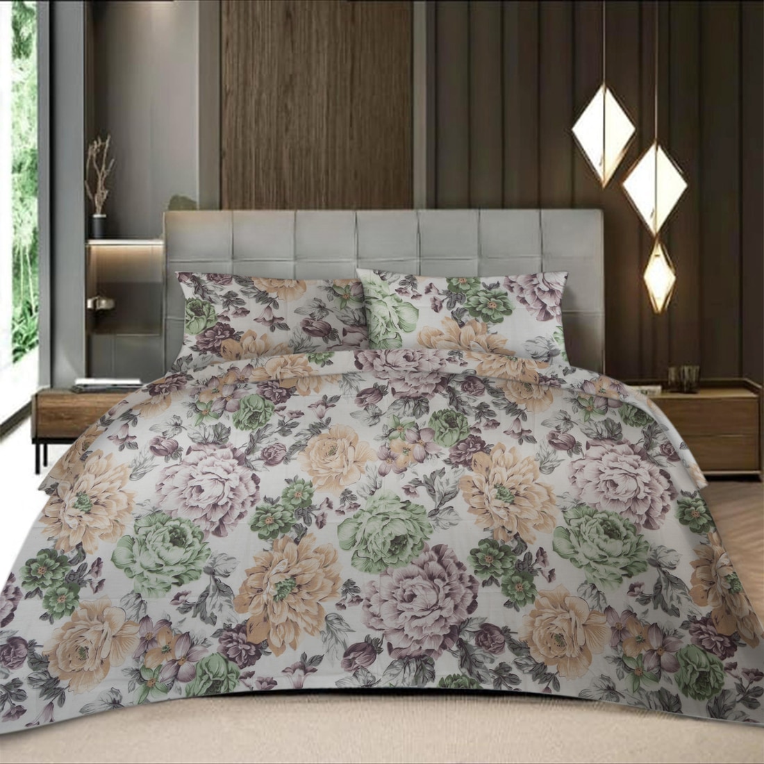 Threads Silky Touch Digital Print King Size Flat Bedsheet 270 x 250 cms