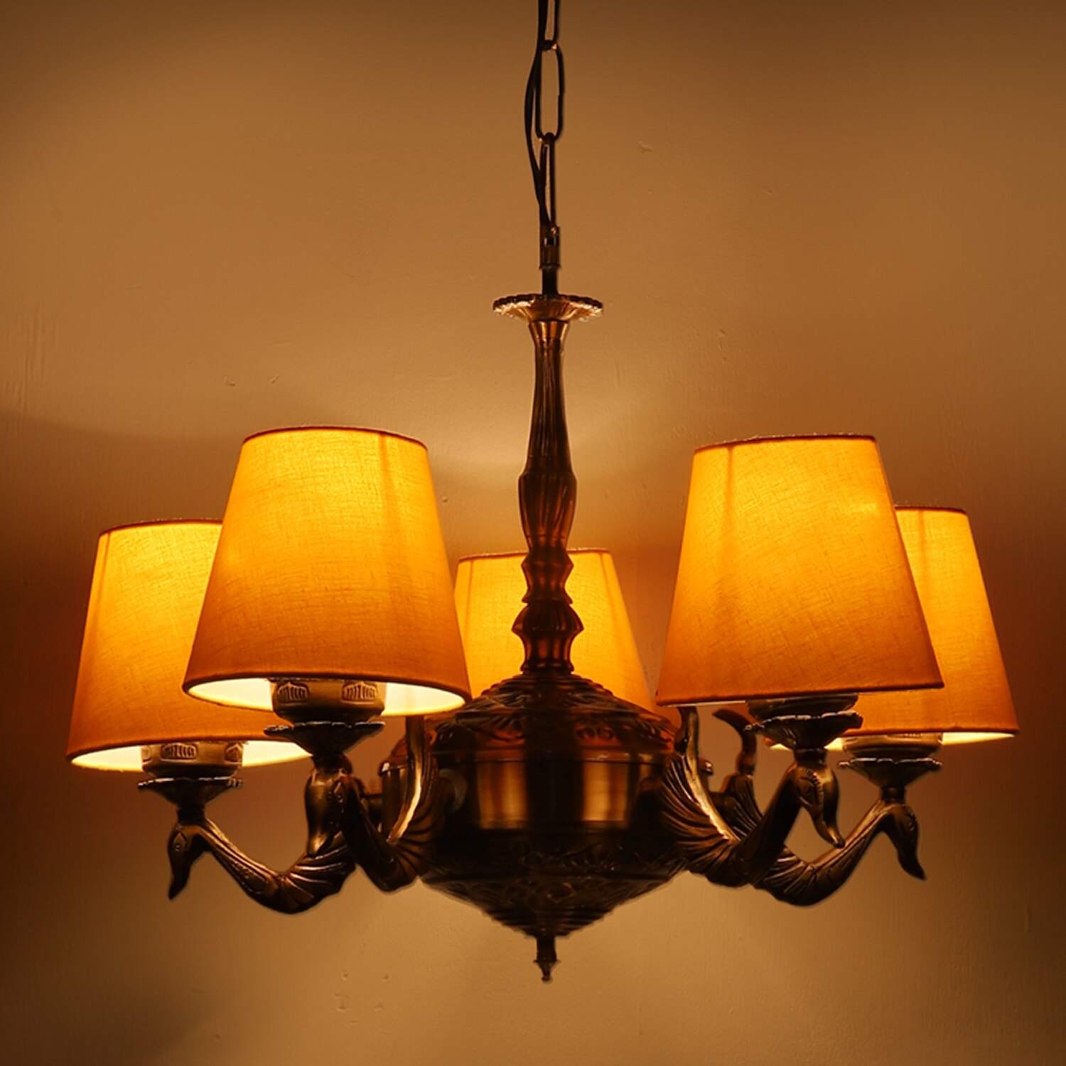 Devansh Gold Antique Wall Mounted Lamp With Black  Cotton Shade