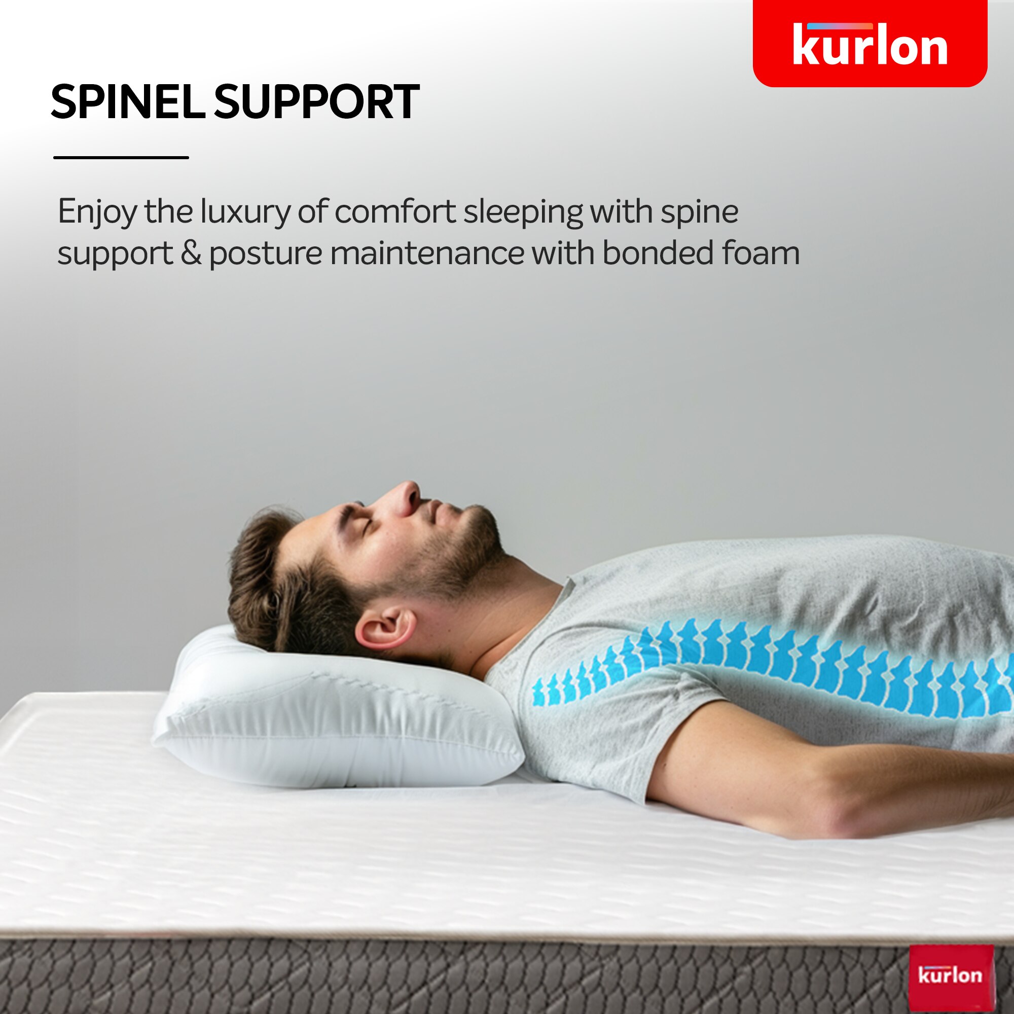 KURLON Spinel Ortho, Breathable Fabric, Spine Support 5 inch Single Bonded Foam Mattress (L x W: 75 inch x 35 inch)