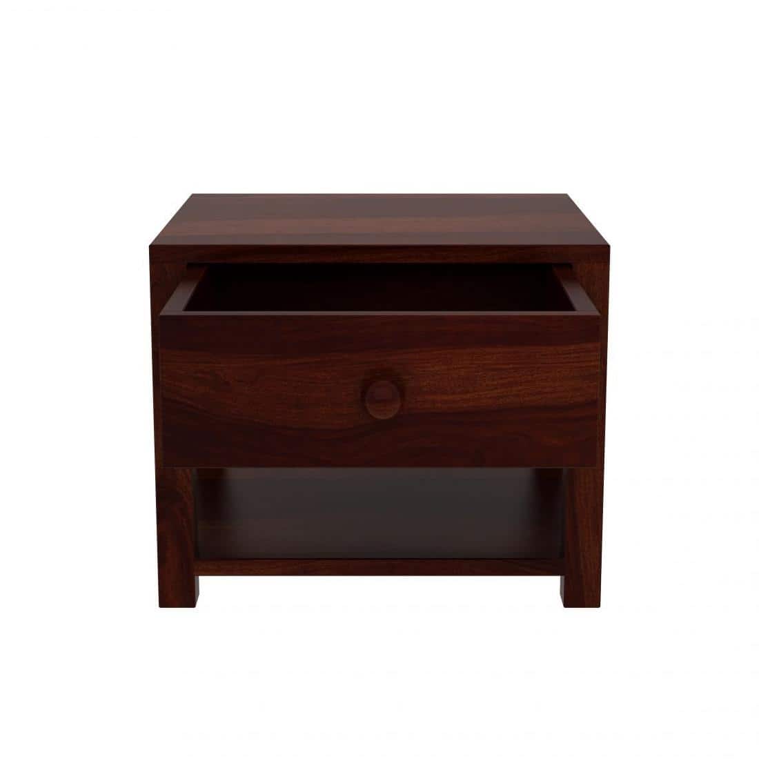 Chinku Solid Wood Bedside Table in Teak Finish