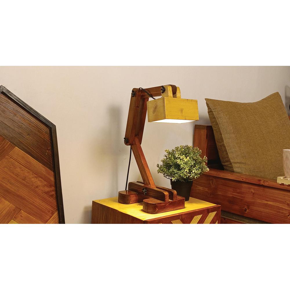 Amelia Brown Wooden Table Lamp with Wooden Lampshade