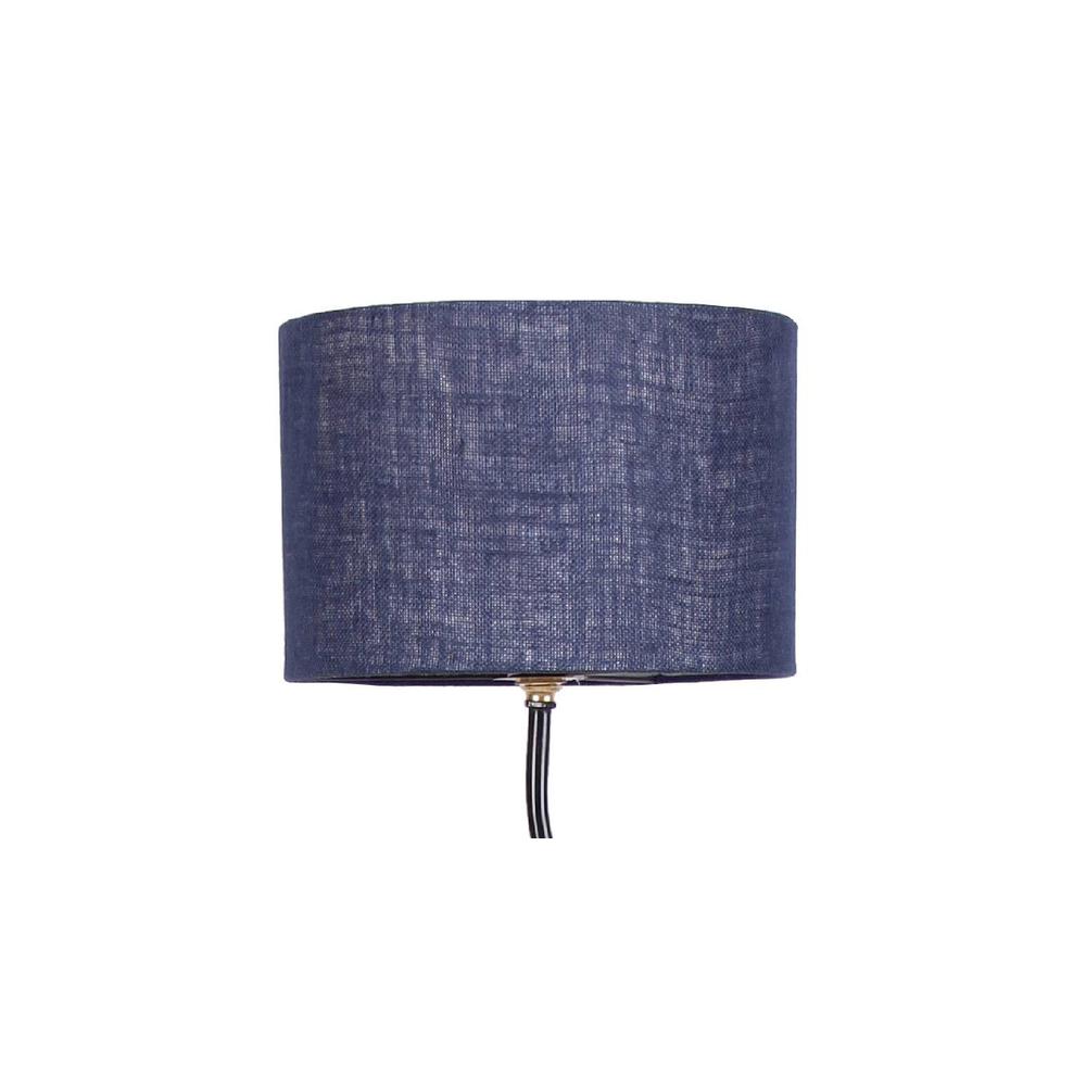 Kaine Blue Natural Fiber Floor Lamp with Black Iron Base