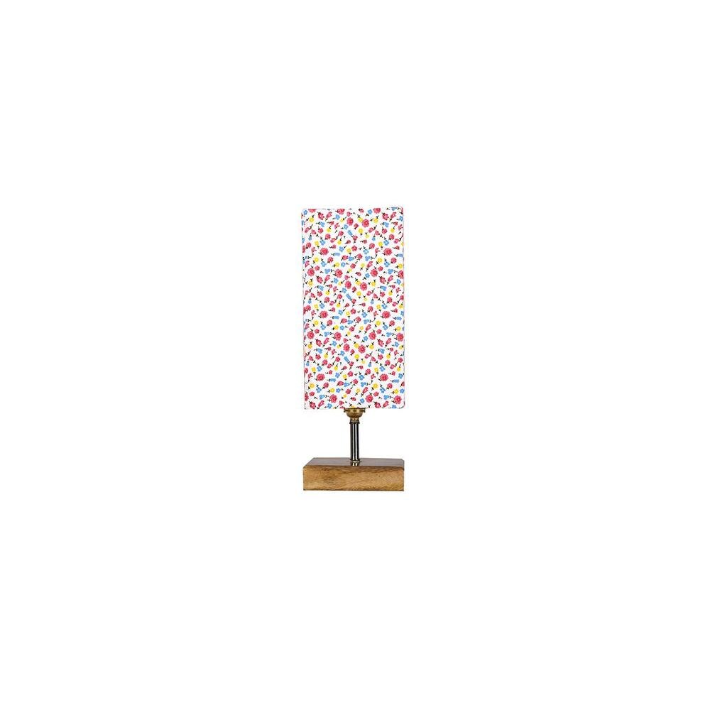 Forster Multicolor cotton table lamp with Square Natural Wood Base