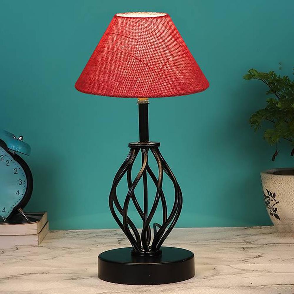 Paige Pink Jute Table lamp with Iron Base