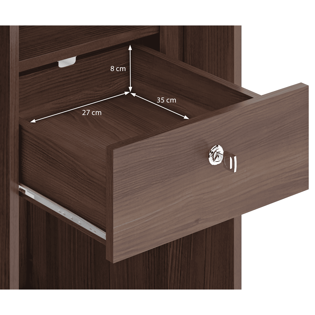 Hilton 3 Door 2 Drawer Wardrobe With Mirror and Lock in Chestnut Acacia Finish
