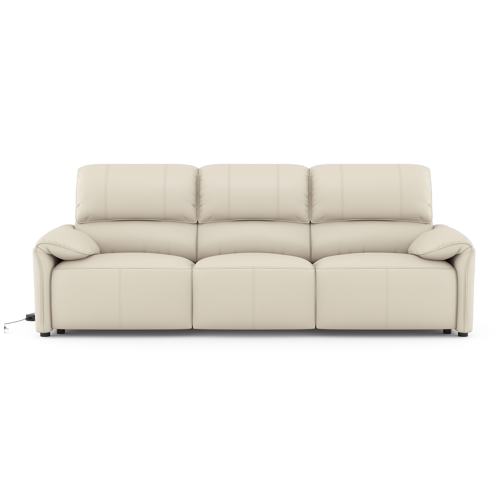 Leeroy Three Seater Leather Recliner Sofa in Oyster White Colour