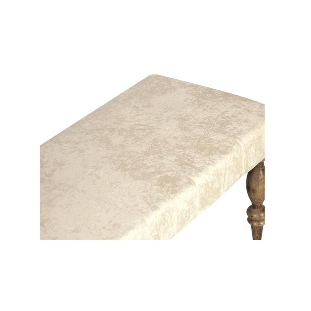 Cairo Soild Wood Bench In Velvet Cream Fabric