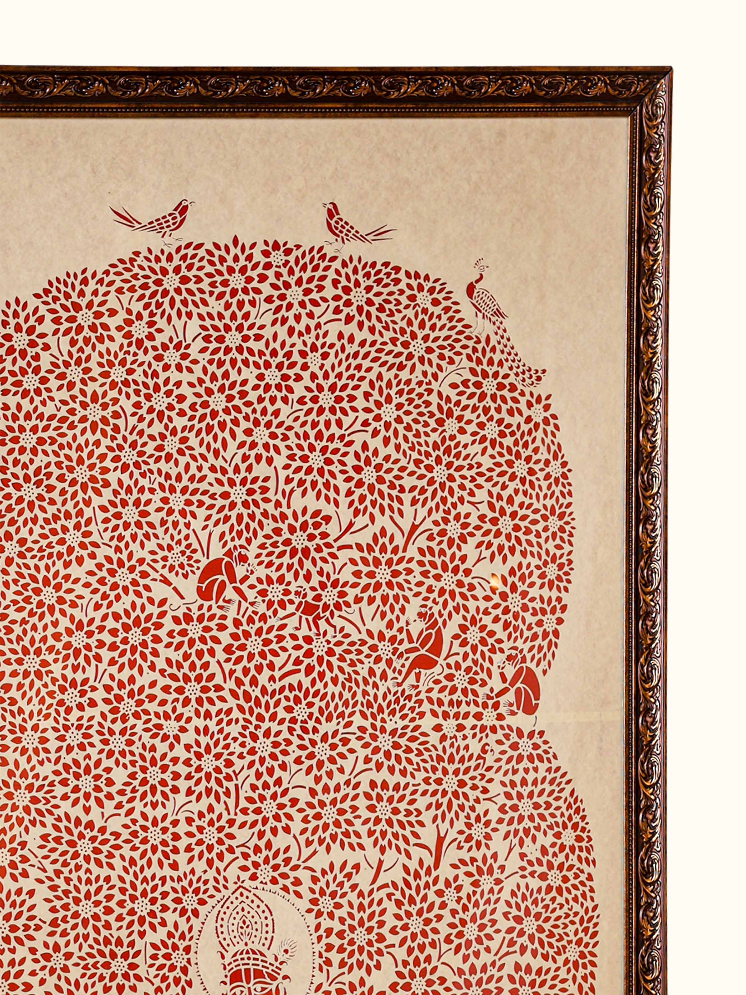 Sanjhi Paper Stencil Kalpavriksha with Krishna Wall Art