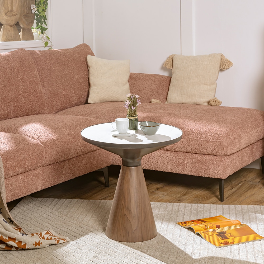 Chloe Marble Coffee Table In Light Brown Finish - Living Shape