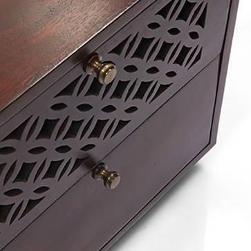 Alaca Solid Wood Bedside Table in Mahogany Finish